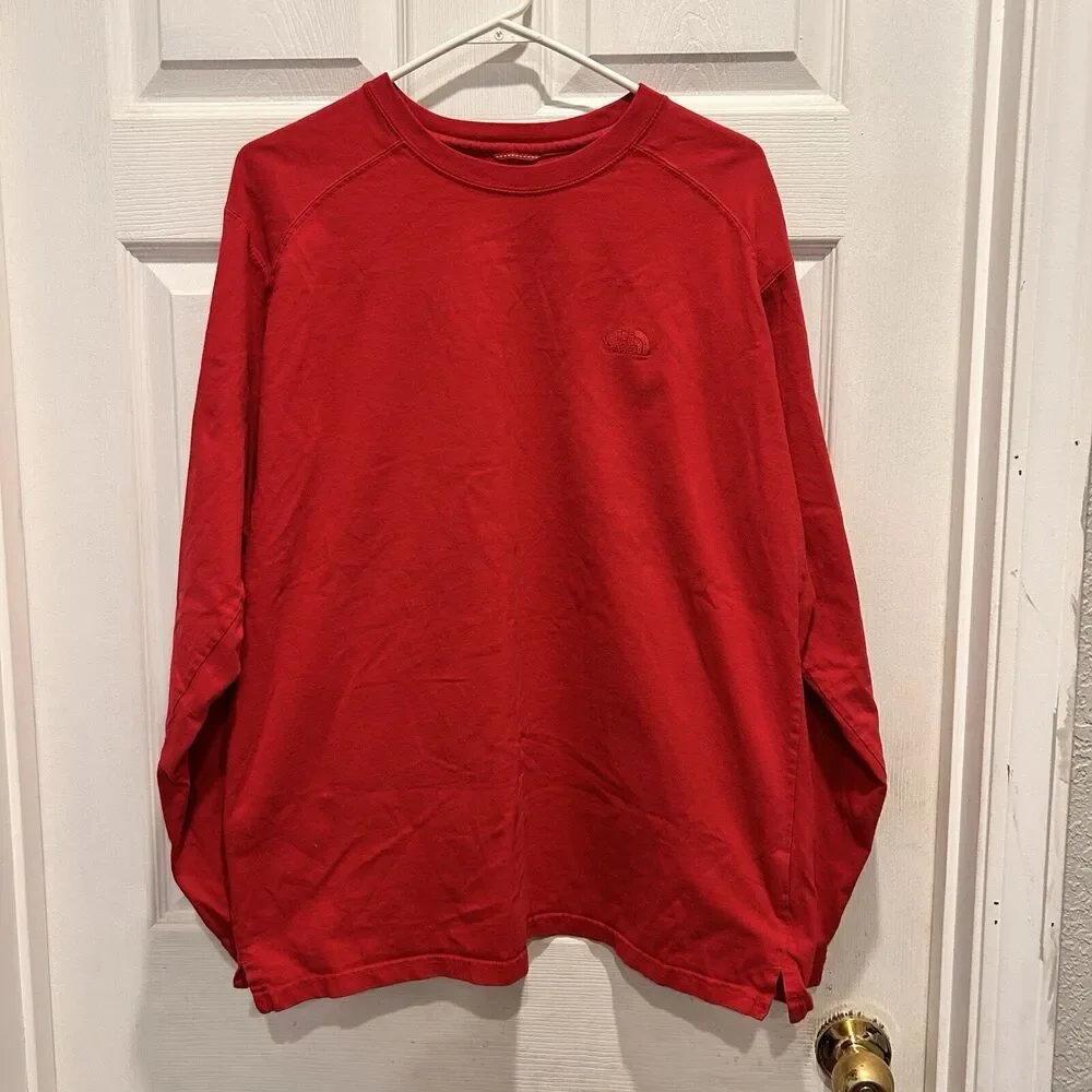 The North Face Red‎ Classic Men's Large Long Sleeve T-Shirt Thick Cotton